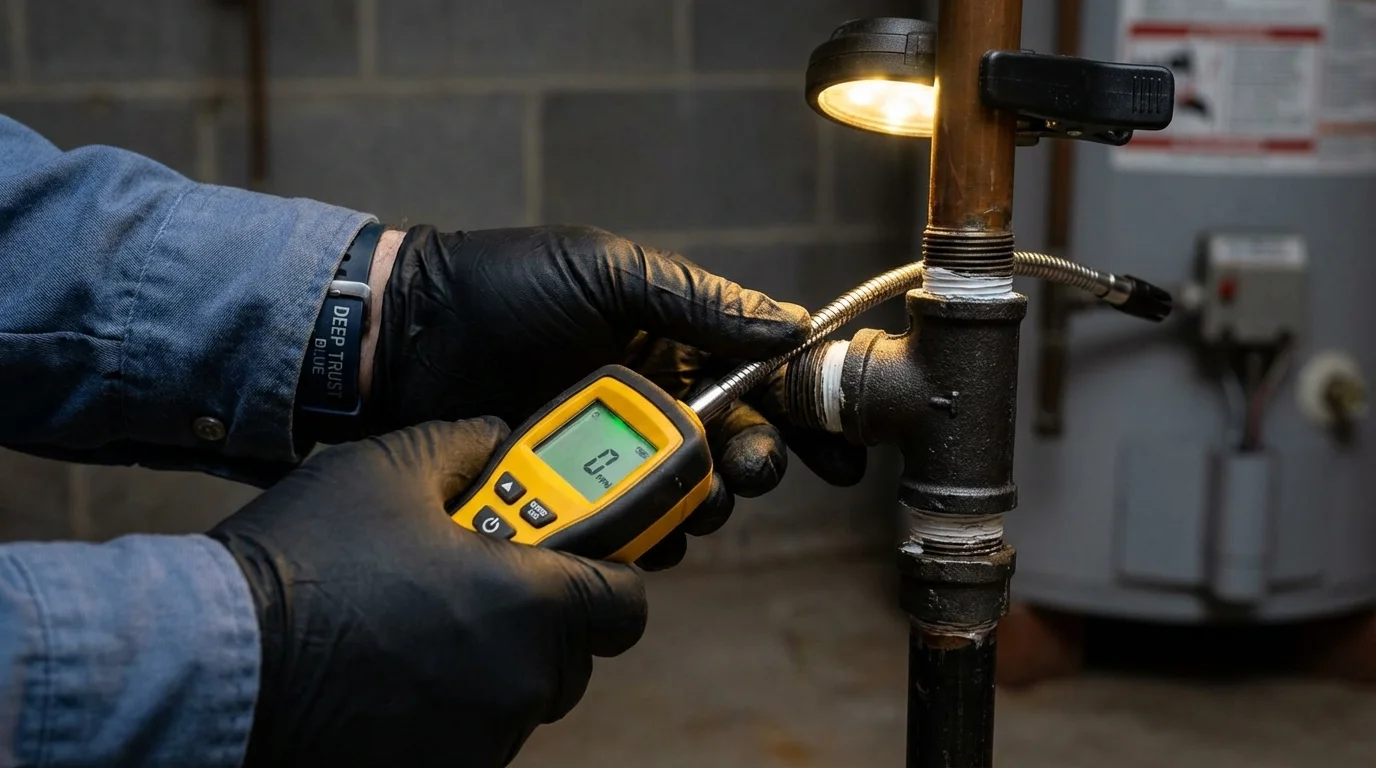 Gas leak detection with electronic sniffer by Johns Plumbing LLC in Hurst